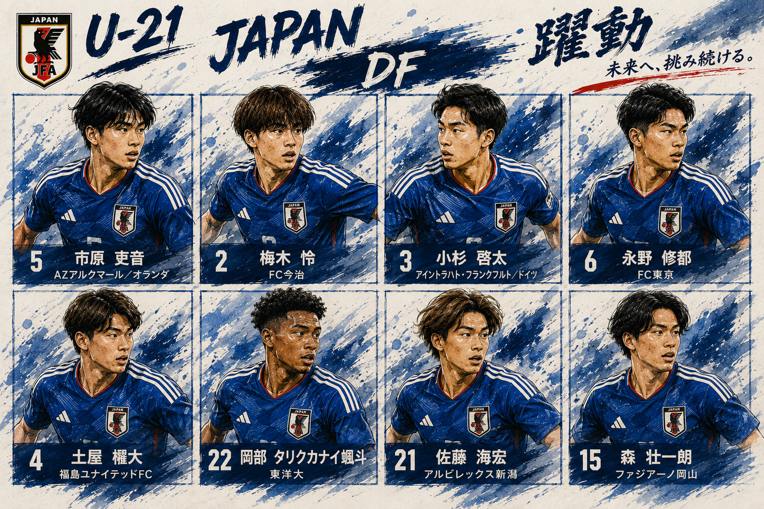 男子U-21日本代表 DF選手