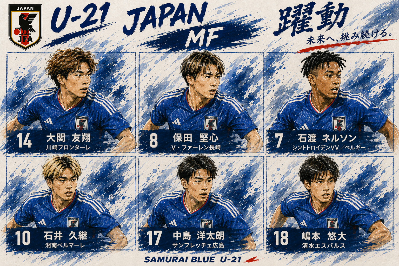 男子U-21日本代表 MF選手